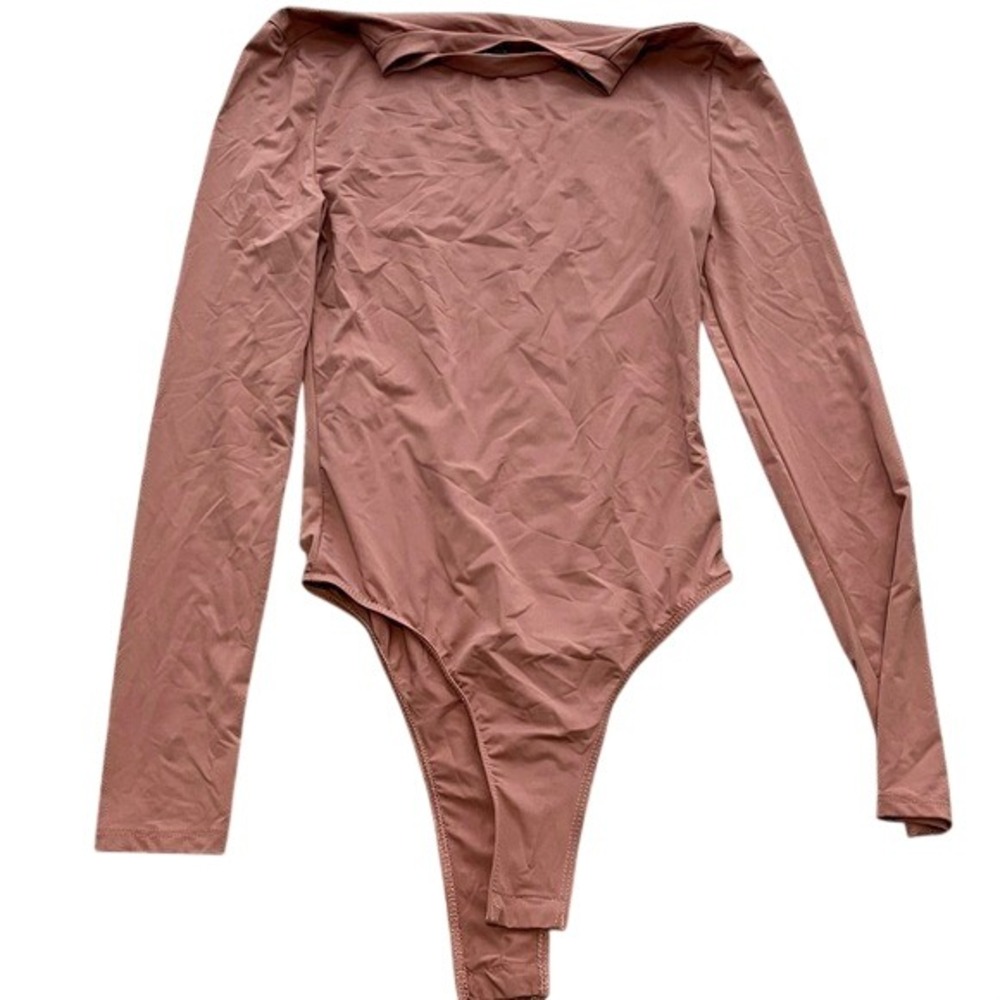 Mauve Women's Long Sleeve Bodysuit in Warm Mauve size Small One Piece